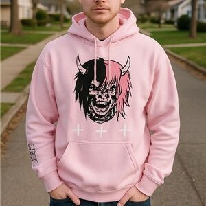 SUS BOY Pink Demon Graphic Hoodie — Size M